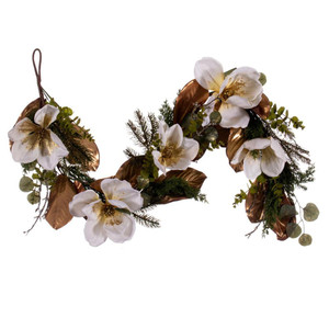 Vickerman FT224560 - 5 ft White Magnolia Christmas Garland - Unlit