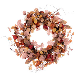 Vickerman FT226922 - 22" Cream Red Assorted Leaf Wreath