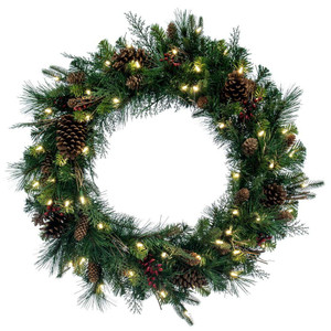 Vickerman G118737LED - 36" Cibola Mix Berry Wreath with Warm White LED Lights