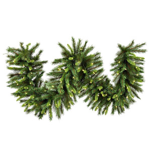 Vickerman G193611LED - 50 ft Green Bangor Mixed Pine Christmas Garland - Warm White LED