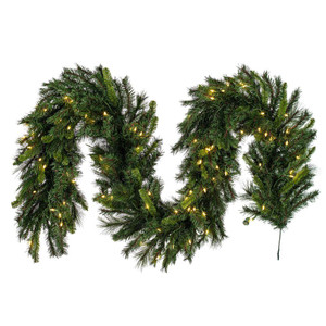 Vickerman G193618LED - 9 ft Green Mixed Pine Christmas Garland - Warm White LED
