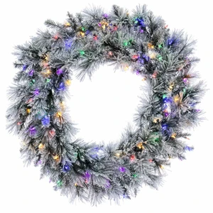 Vickerman G225738LED - 36" Flocked Jackson Wreath with Warm White LED Lights