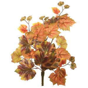  Vickerman FB170301 20" Autm Grape Leaf Hanging Bush-Red/Brn 