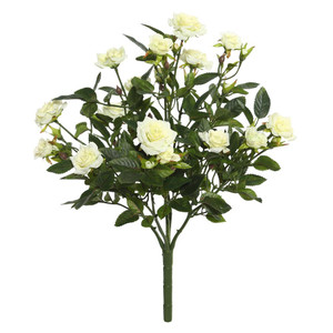  Vickerman FL171102 15" White Mini Diamond Rose Bush 
