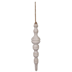 Vickerman JE222318 15" Whtwsh Turned Wood Finial Ornt 2/Bag