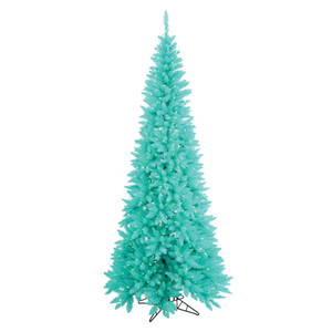 Vickerman K160876LED - 7.5 ft Aqua Slim Fir Prelit Aqua LED Christmas Tree