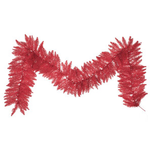 Vickerman K161414 - 9 ft Red Fir Christmas Garland - Unlit