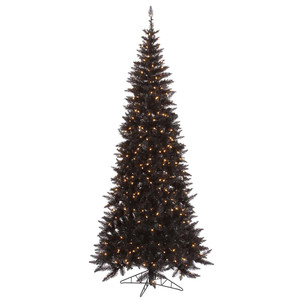 Vickerman K161646LED - 4.5 ft Black Slim Fir Prelit Warm White LED Christmas Tree