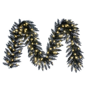 Vickerman K161815LED - 9 ft Black Fir Christmas Garland - Warm White LED