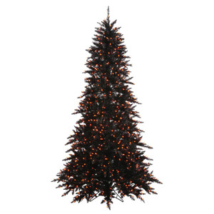 Vickerman K162056LED - 5.5 ft Black Fir Prelit Orange LED Christmas Tree