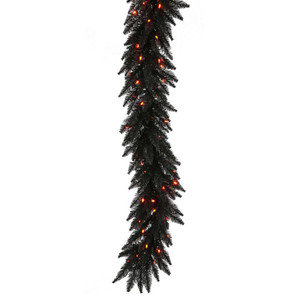 Vickerman K162115LED 9ft Black Garland with LED Lights