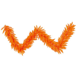 Vickerman K162415LED 9ft Orange Garland with LED Lights