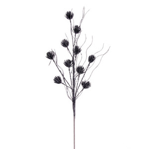 Vickerman QG224487 - 30 in. Pewter Mini Flower Glitter Artificial Spray - 6 Pack