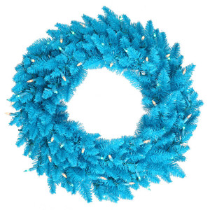  Vickerman K164337LED 36" Sky Blue Wreath DuraL LED 100BL 