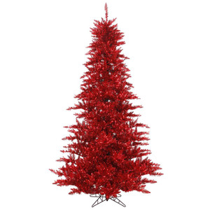 Vickerman K165155 - 5.5 ft Red Tinsel Fir Unlit Christmas Tree