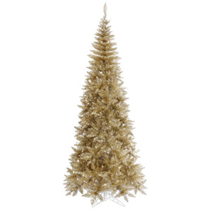  Vickerman K166285 10ft Tinsel Champagne Slim Fir Christmas Tree 