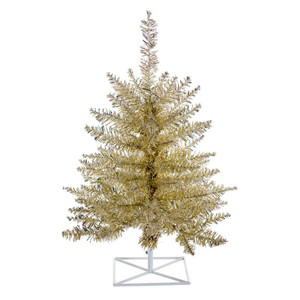 Vickerman K166330 3ft Tinsel Fir Champagne Christmas Tree
