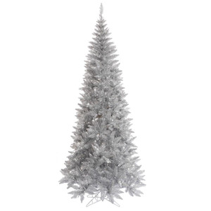 Vickerman K166745 - 4.5 ft Silver Tinsel Slim Fir Unlit Christmas Tree