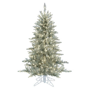 Vickerman K166856LED - 5.5 ft Silver Tinsel Fir Prelit Warm White LED Christmas Tree