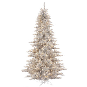 Vickerman K166881LED - 9 ft Silver Tinsel Fir Prelit Warm White LED Christmas Tree