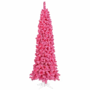 Vickerman K168768LED - 6.5 ft Flocked Pink Fir Prelit Pink LED Christmas Tree