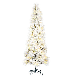 Vickerman K171076LED - 7.5 ft Flocked Atka Pine Prelit Warm White LED Christmas Tree