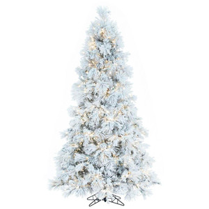 Vickerman K171166LED - 6.5 ft Flocked Atka Pine Prelit Warm White LED Christmas Tree