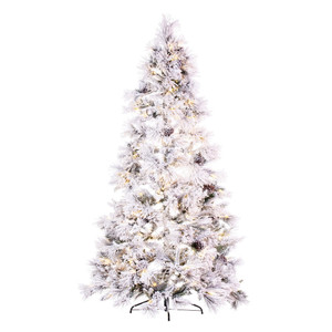 Vickerman K171376LED 7.5' x 48" Flocked Half Atka Pine 250WW 