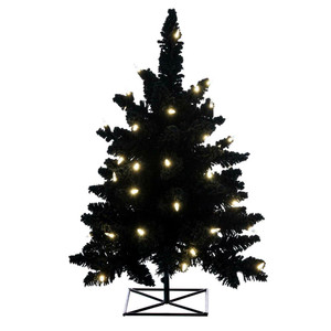 Vickerman K221631LED - 3 ft Flocked Black Fir Prelit Warm White LED Christmas Tree