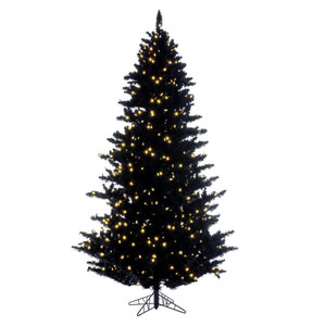 Vickerman K221666LED - 6.5 ft Flocked Black Fir Prelit Warm White LED Christmas Tree
