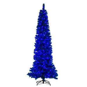 Vickerman K223056LED - 5.5 ft Flocked Turquoise Pencil Prelit Turquoise LED Christmas Tree