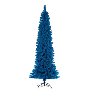 Vickerman K223080 - 9 ft Flocked Turquoise Pencil Unlit Christmas Tree