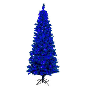 Vickerman K223166LED - 6.5 ft Flocked Turquoise Slim Prelit Turquoise LED Christmas Tree