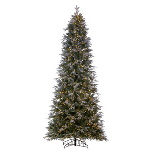 Vickerman K224593LED - 12 ft Frosted Douglas Slim Prelit Warm White LED Christmas Tree
