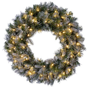 Vickerman K224731LED - 30" Frosted Douglas Wreath with Warm White LED Lights