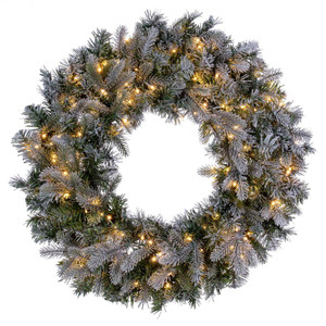Vickerman K224747LED - 48" Frosted Douglas Wreath with Warm White LED Lights