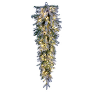 Vickerman K224847LED - 48" Frstd Douglas Teardrop Wreath with Warm White LED Lights