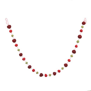 Vickerman JE221776 6ft Red-Green-Burgundy Wool Pom Pom Garland