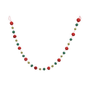 Vickerman JE221777 - 6 ft Multicolor Wool Pom Pom Christmas Garland - Unlit