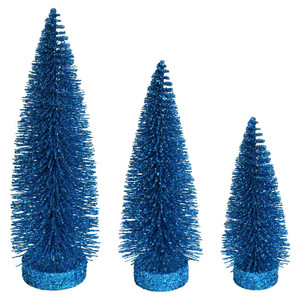  Vickerman LS190712 Turquoise Glitter Oval Table Top Christmas Tree Set of 3 