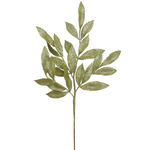 Vickerman L152913 - 22 in. Lime Glitter Bay Leaf Artificial Spray - 12 Pack
