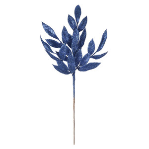 Vickerman L152931 - 22 in. Midnight Blue Midnt Glitter Bay Leaf Artificial Spray - 12 Pack