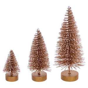 Vickerman LS220538 Champagne Bottle Brush Table Top Christmas Set of 3