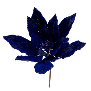 Vickerman L217631 14" Blue Dbl Velvet Poinsettia Pick 