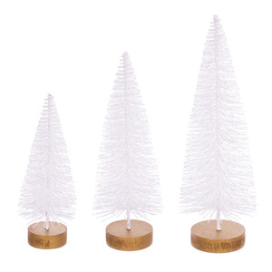 Vickerman LS220611 White Bottle Brush Table Top Christmas Tree Set of 3