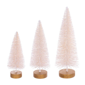 Vickerman LS220674 Cream Bottle Brush Table Top Christmas Tree Set of 3