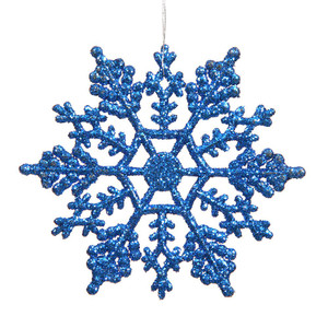 Vickerman M101602 - 8 inch Blue Glitter Snowflake Christmas Ornament - 12 Pack