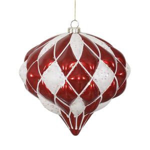 Vickerman M112273 5.7" Red-White Matt-Glit Diamond Onion