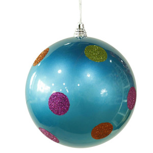 Vickerman M120412 8" Turquoise Candy Polka Dot Ball