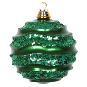 Vickerman M132004 6" Green Candy Glitter Wave Ball
